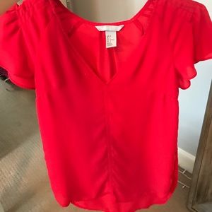 H and m red shirt sleeve blouse